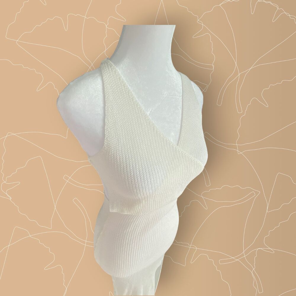 White High Slit Cover Up Mesh Textured Maxi Sun Beach Dress Backless Small